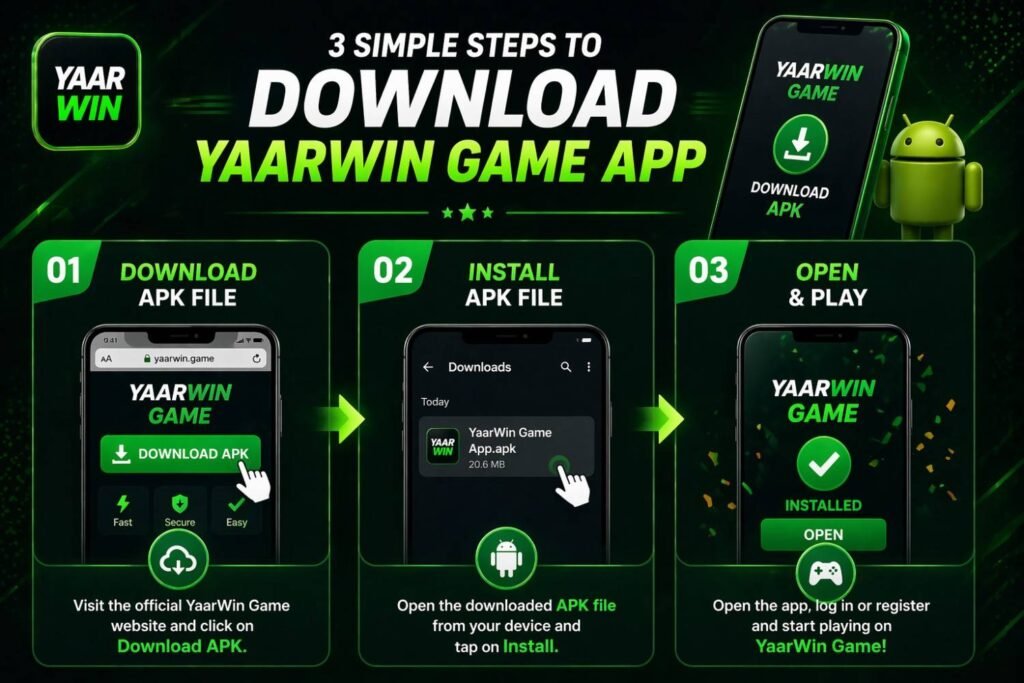 YaarWin homepage showing available game categories